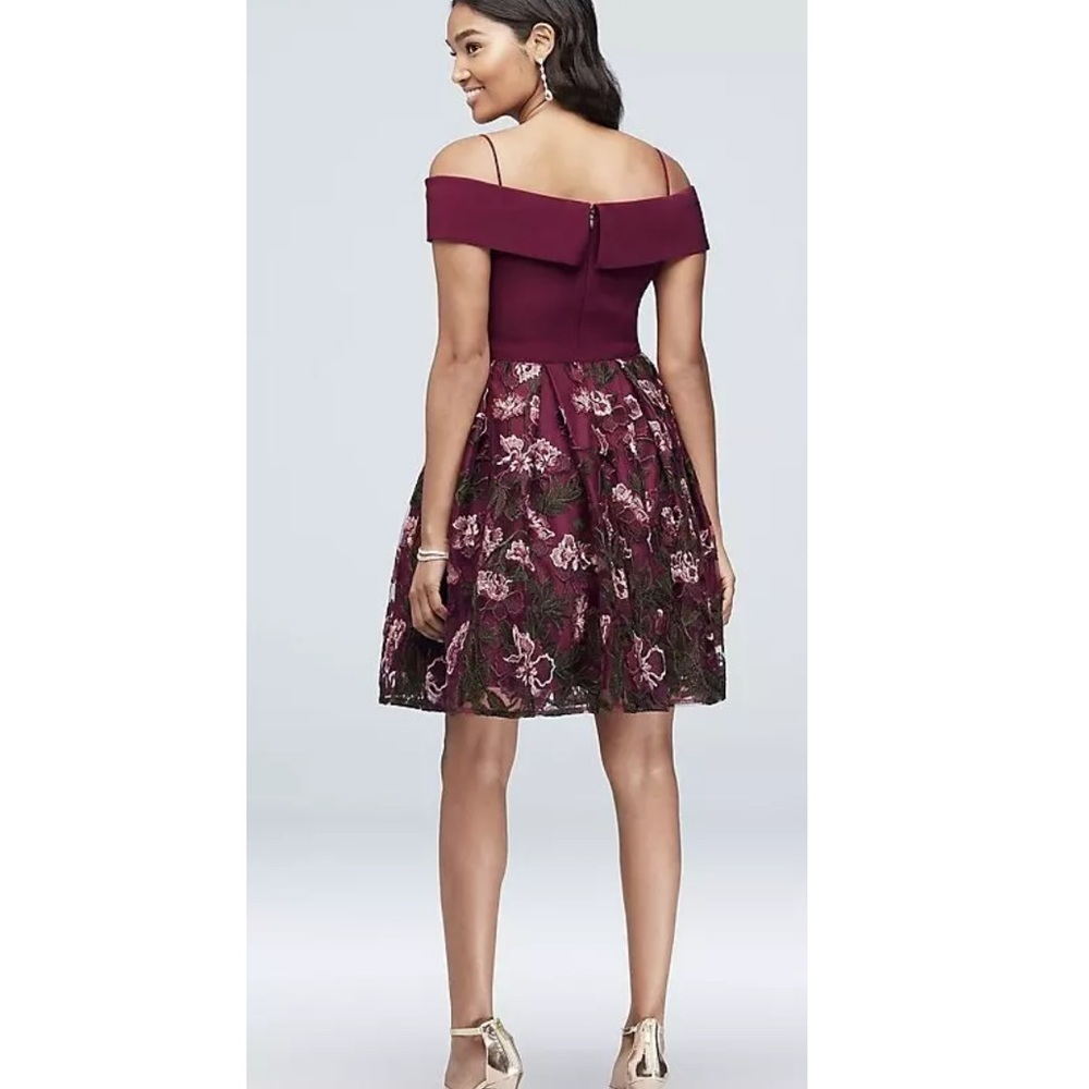 Morgan & Co. Juniors' Embroidered Cold-Shoulder Fit & Flare Dress Pockets Sz 20W - Picture 14 of 14